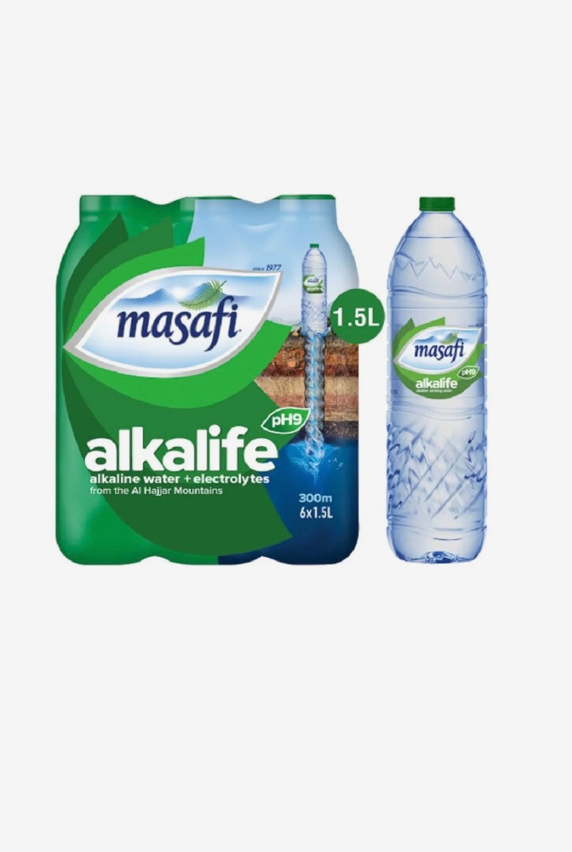 Masafi Alkaline Mineral Water,6x1.5L