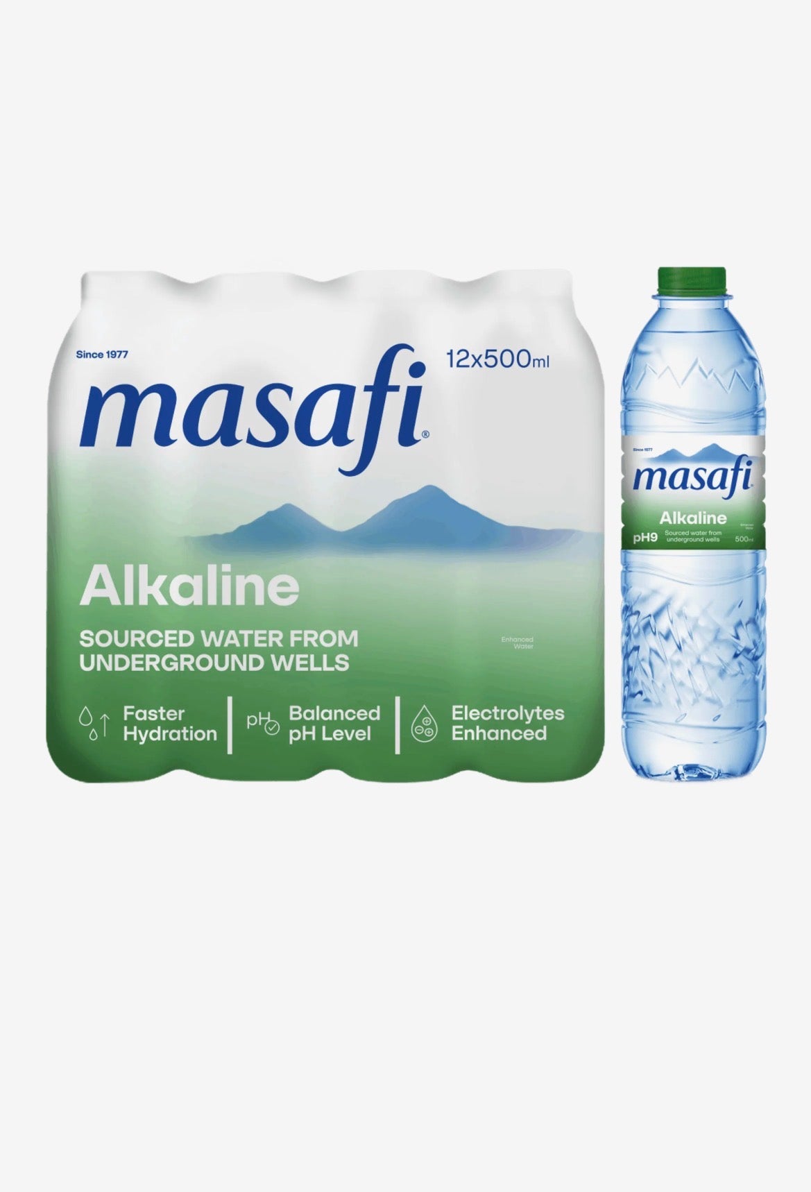 Masafi Alkaline Mineral Water,12x500ml
