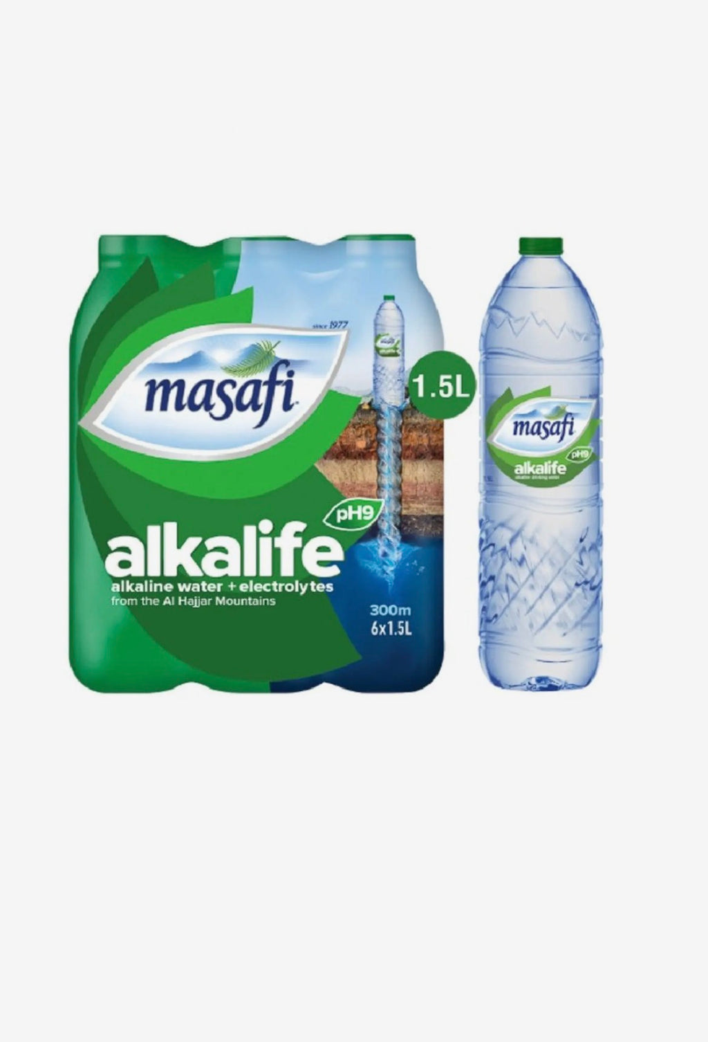 Masafi Alkaline Mineral Water,6x1.5L