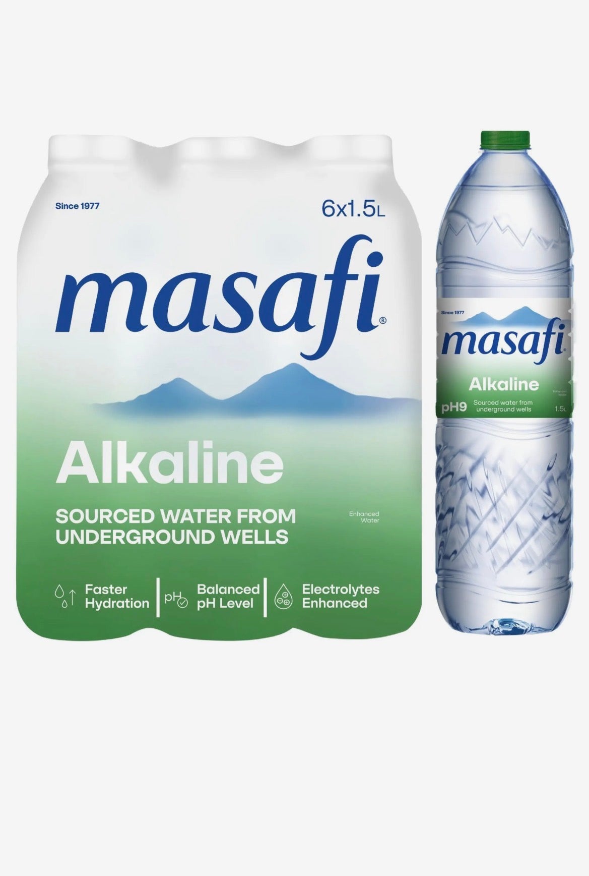Masafi Alkaline Mineral Water,6x1.5L