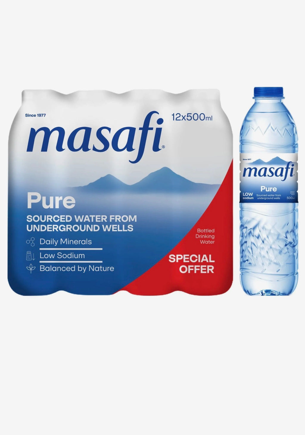 Masafi Pure Low Sodium Water 12x500ml